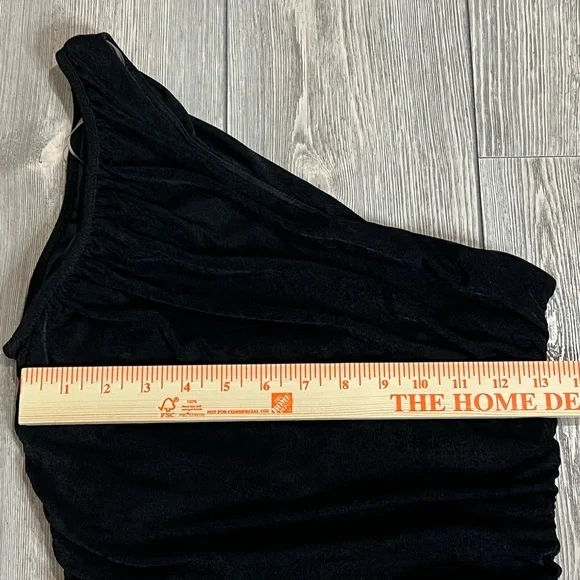 Fiestar One Shoulder Ruched Black Dress Size Medium - Picture 3 of 9